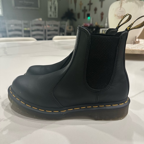 Dr. Martens Black Leather Boots with Yellow Stitching - Picture 2 of 6